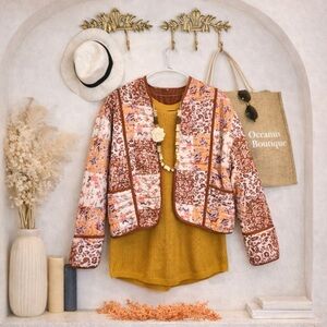 🆕SPRING QUILT SHABBY CHIC Multicolor Patterned Jacket L ptp 23” l 21”